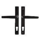 [MKLH106] Insert Mortice Lock Handle Set - Euro, L Shaped, Reversible - Aluminium in Matt Black - Pair.webp