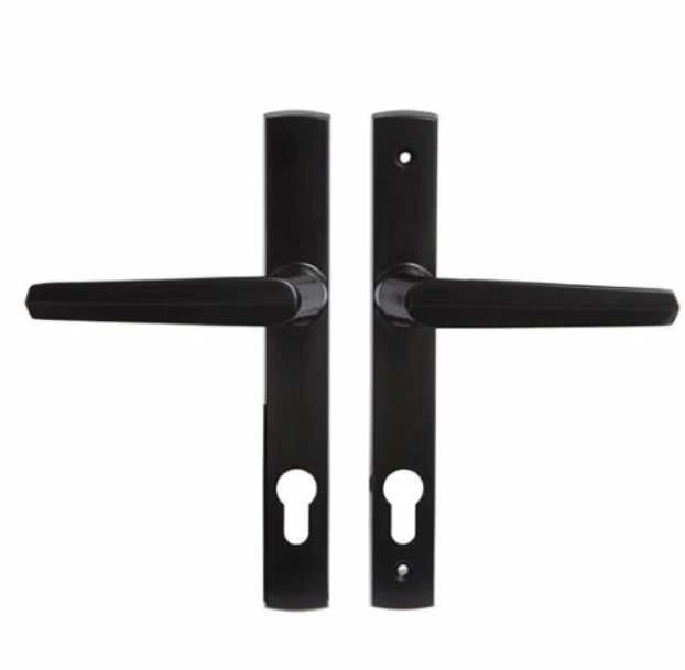 [MKLH106] Insert Mortice Lock Handle Set - Euro, L Shaped, Reversible - Aluminium in Matt Black - Pair.webp