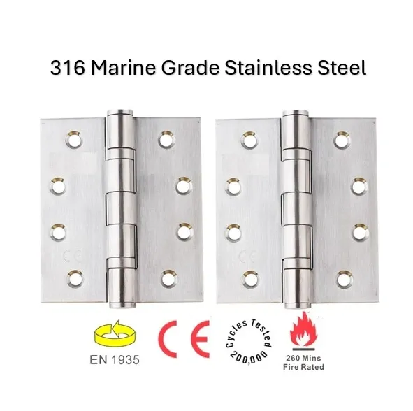 [HN184] 316 Marine Grade Stainless Steel Butt Hinges - 127x100x3.4mm, Chrome Finish - Pair ( 2 Hinge.webp