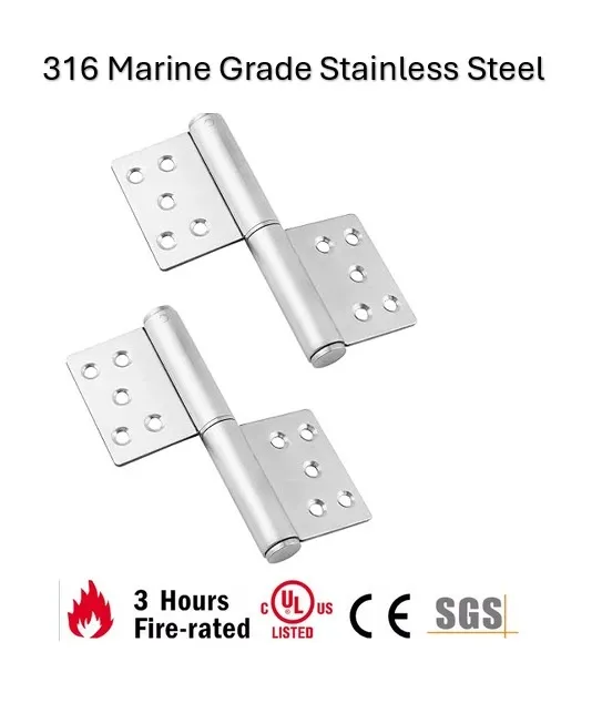 [HN180] 316 Marine Grade Stainless Steel Flag Hinges - 127x100x3mm, Silver - Pair ( 2 Hinges).webp