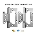 [HN182] 316 Marine Grade Stainless Steel Flush Butt Hinges - 101.6 x 78 x 3mm, Chrome Finish - Pair.webp