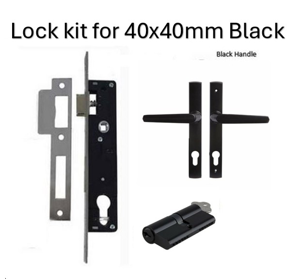 [MK502] Euro Insert Mortice Lock - Complete Kit - 50x50 Frame, 30mm Backset, Black, Keyed Different - For Swing Gates