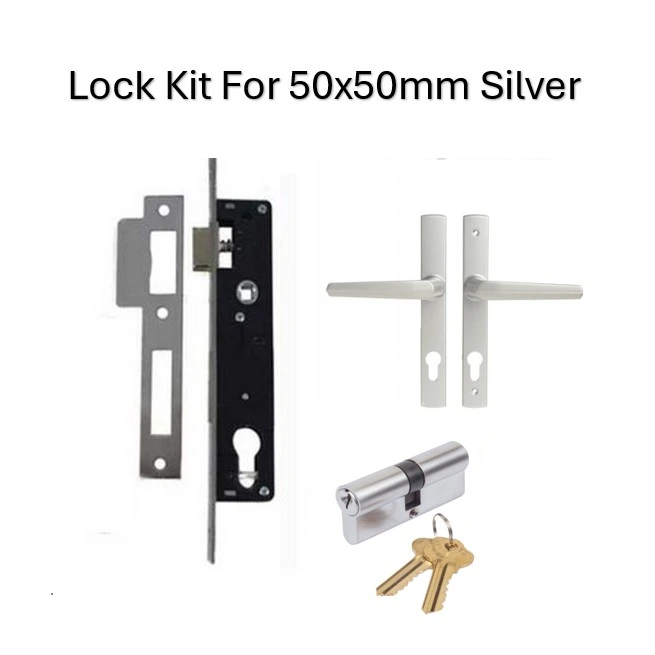 [MK501] Euro Insert Mortice Lock - Complete Kit - 50x50 Frame, 30mm Backset, Silver, Keyed Different - For Swing Gates