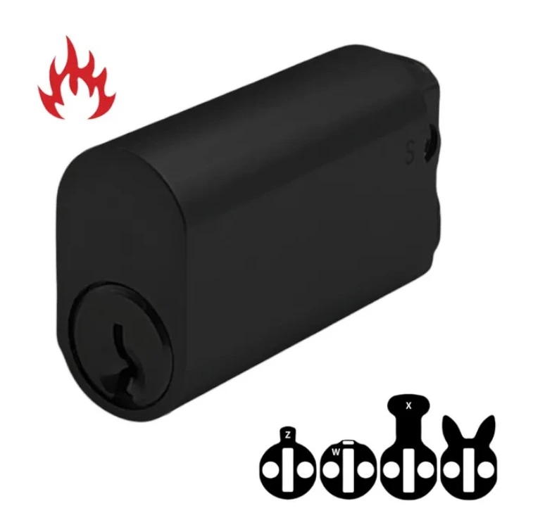 Oval Key Barrel, 50mm Half Cylinder, Keyed Alike - Black