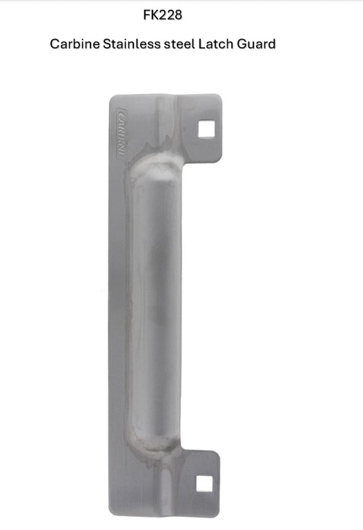 Stainless Steel Carbine Latch Guard Protection, Visible, Front Fix, Narrow Mortice Blocker Plate