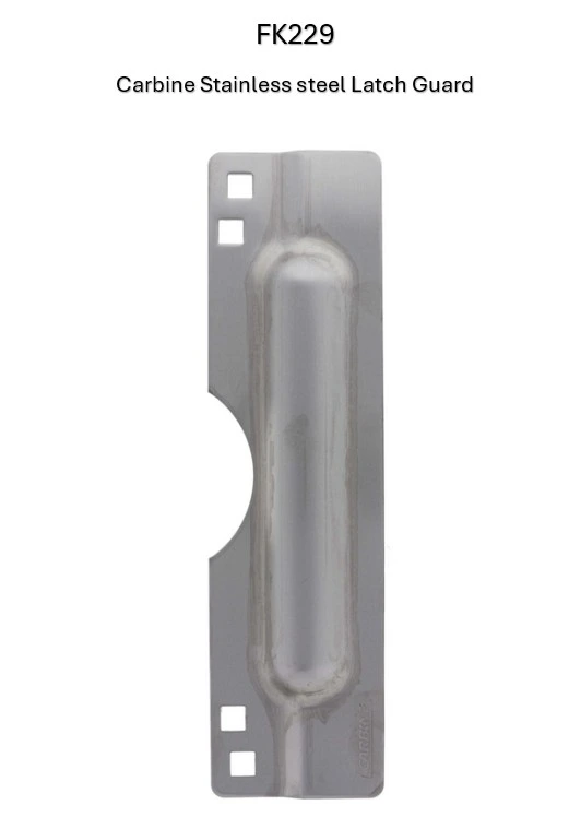 Stainless Steel Carbine Latch Guard Protection, Visible, Front Fix, Narrow Mortice Blocker Plate