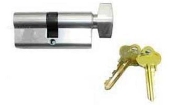 [KB710] Euro Key Barrel, 70mm Cylinder, Keyed Alike with Turn Snib - Bright Chrome