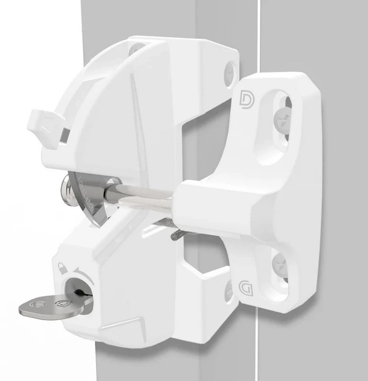 D&D LokkLatch General Purpose Gate Latch- White, Single Sided, Keyed Different LL3AW