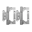 316 Marine Grade Stainless Steel Flush Butt Hinges - 101.6 x 78 x 3mm, Chrome Finish - Pair ( 2 Hinges)