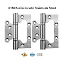 316 Marine Grade Stainless Steel Flush Butt Hinges - 101.6 x 78 x 3mm, Chrome Finish - Pair ( 2 Hinges)