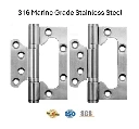 316 Marine Grade Stainless Steel Flush Butt Hinges - 101.6 x 78 x 3mm, Chrome Finish - Pair ( 2 Hinges)