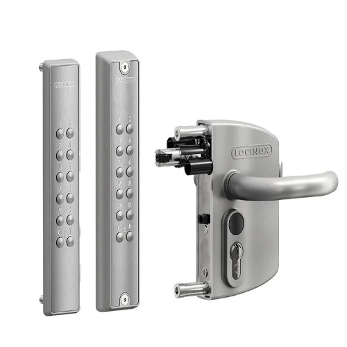 [EL005] Locinox VOLTA Surface-Mounted Battery Keypad Gate Lock – Double-Sided, Silver