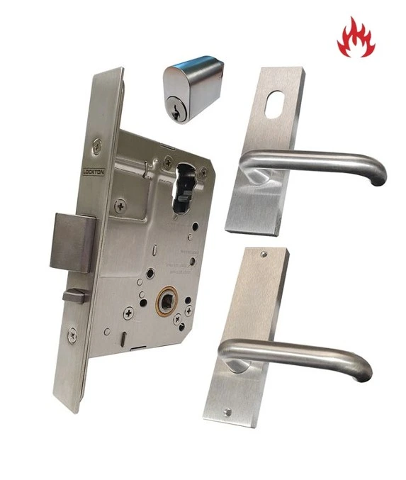 Oval Mortice Lock 60mm Backset (CLASSROOM) - Inc. Lock, Handle & Cylinder - Complete Kit - Silver