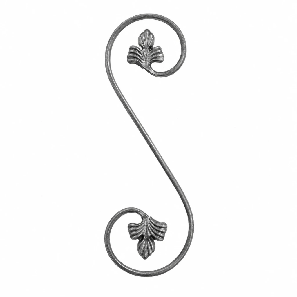 [MT203] Single Scroll  with Flowers 400x120x12mm (RH)- Zinc Plated