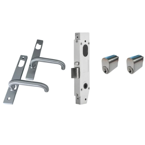 Insert Mortice Lock - Complete Kit - 50x50 Frame, 23mm Backset, Silver - For Swing Gates
