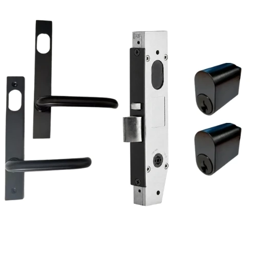 Insert Mortice Lock - Complete Kit - 50x50 Frame, 23mm Backset, Black - For Swing Gates