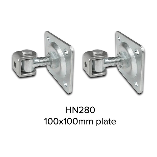 [HN280] Pair - Zinc Plated Adjustable Swing Gate Hinge With Plate - 20mm Pin, 100x100mm Plate