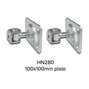 Pair - Zinc Plated Adjustable Swing Gate Hinge With Plate - 20mm Pin, 100x100mm Plate