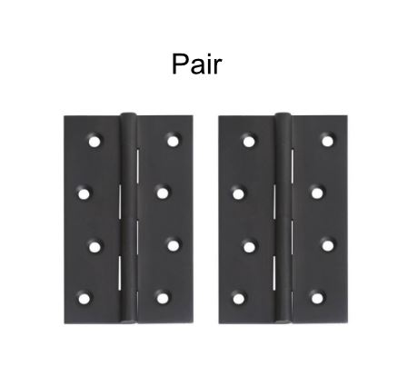 Aluminium Butt Hinges - 100x75x2.5mm, Satin Black - Pair