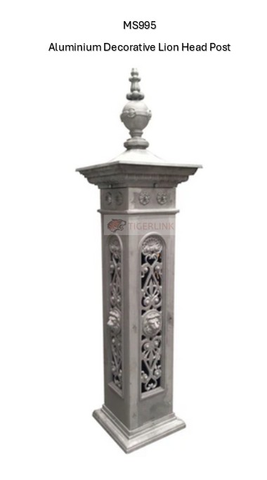 [MS995] Aluminium Decorative Lion Head Post Fence Post 230x230x1555mm - Pick up only