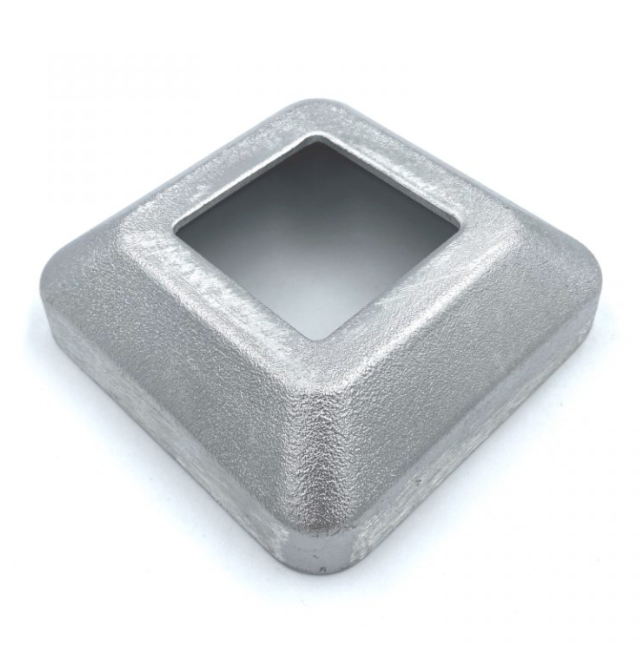 Square Aluminium Base Plate Cover: 50x50mm Post, 100x100mm Base