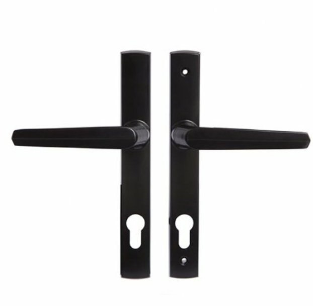 [MKLH106] Insert Mortice Lock Handle Set - Euro, L Shaped, Reversible - Aluminium in Matt Black - Pair