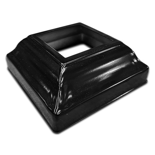 Square Steel Base Plate Cover: 50x50mm Post, 100x100mm Base - Black