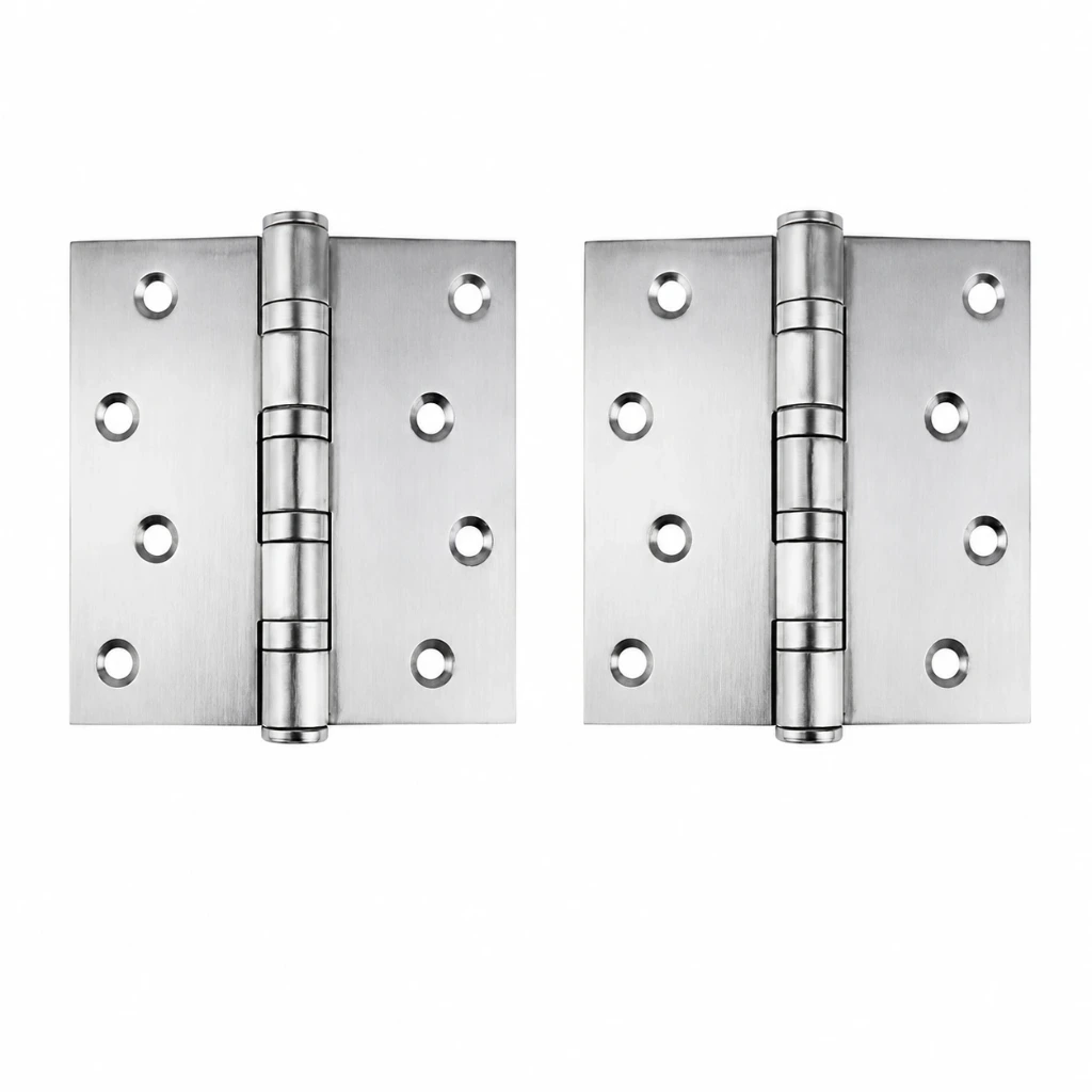304 Stainless Steel Butt Hinges - 100x70x2.5mm with 2 bearing, Chrome Finish - Pair ( 2 Hinges)