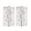 304 Stainless Steel Butt Hinges - 100x70x2.5mm with 2 bearing, Chrome Finish - Pair ( 2 Hinges)