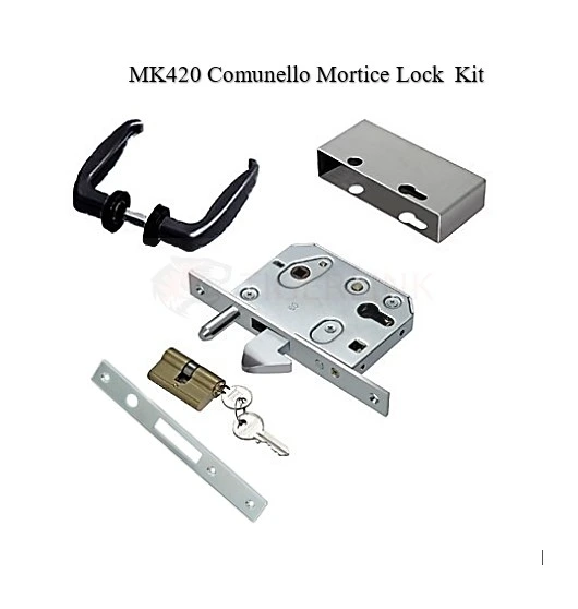 Comunello Euro Sliding Gates Lock - Complete Kit - 40x40 Frame, 60mm Backset, Silver
