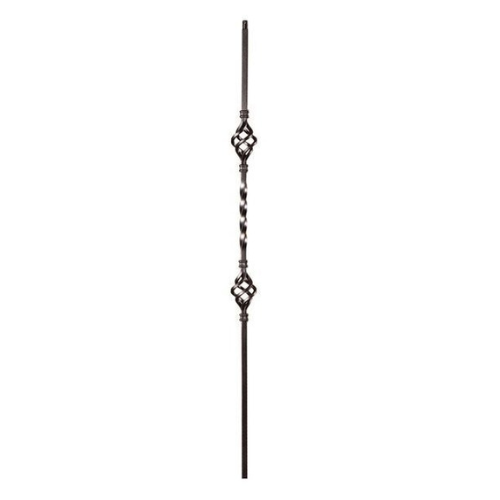 Twist Double Basket Bar for wrought iron gate 16x16mm H 1000mm long - Zinc Plated
