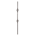 Twist Double Basket Bar for wrought iron gate 16x16mm H 1000mm long - Zinc Plated