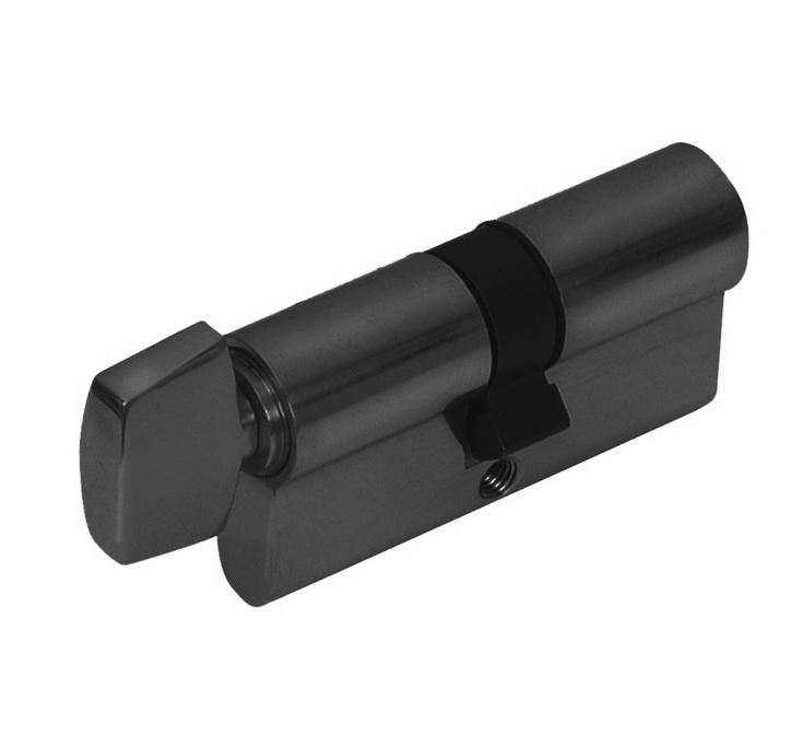 [KB706] Euro Key Barrel, 70mm Full Cylinder, Keyed Alike with Turn Snib - Black