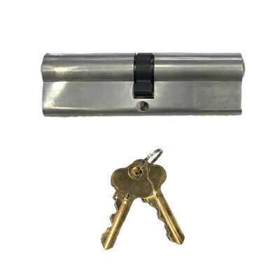 Euro Key Barrel, 90mm Full Cylinder, Keyed Alike - Satin Chrome