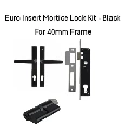 Euro Insert Mortice Lock - Complete Kit - 40x40 Frame, 20mm Backset, Black,  - For Swing Gates