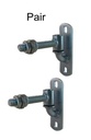 Adjustable Bolt-On Gudgeon and Trunnion Hinges - Silver, 90x16mm Rod - Pair
