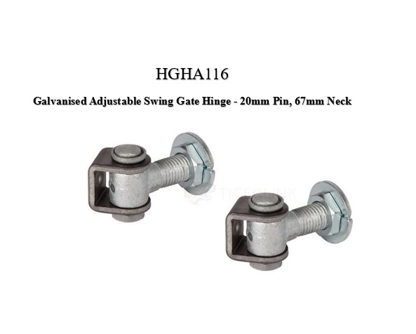 [HGHA116] Locinox G90LR Galvanised Adjustable Swing Gate Hinge - 20mm Pin, 67mm Neck - Pair