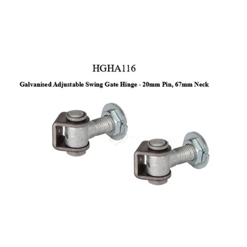 [HGHA116] Locinox G90LR Galvanised Adjustable Swing Gate Hinge - 20mm Pin, 67mm Neck - Pair
