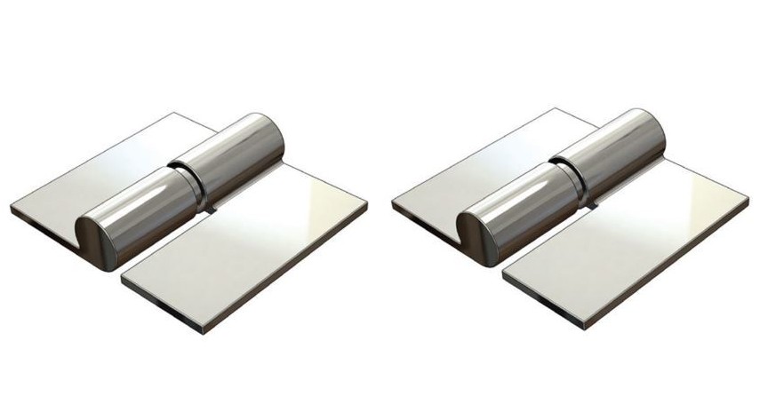 [HGHW198] Zinc Plated Weld to Weld Prison Hinges - 19mm Pin, LH, Silver - Pair