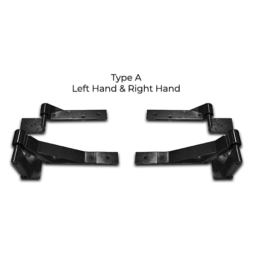 [HGRH491] Residential Rising Gate Hinge Set - Type A, Black, LH & RH - Full Set