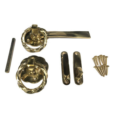 [FK206] Heavy Duty Swing Gate Brass Gothic Gate Lock / Latch - Golden Brass Twist ring