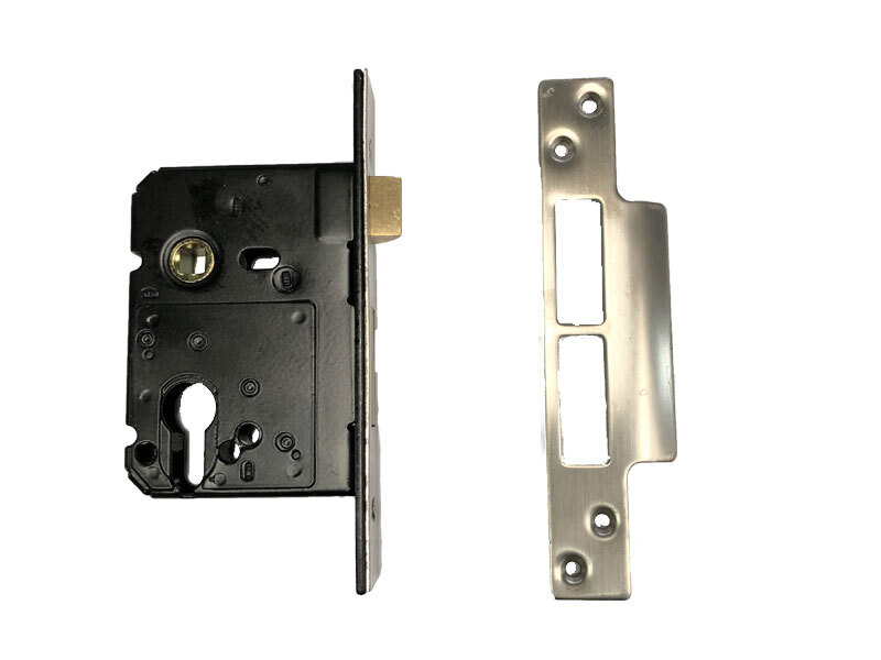 Euro Insert Mortice Lock -  57mm Backset, Silver - For Swing Gates