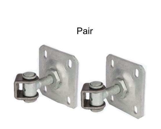 Locinox Galvanised Adjustable Swing Gate Hinge With Plate - 20x150mm Neck, 100x100mm Plate - Pair