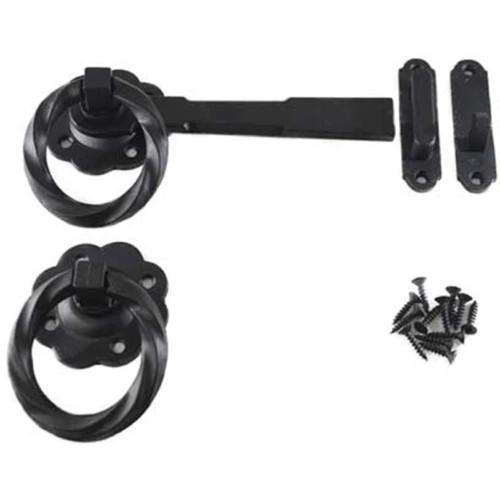 [FK211] Iron Gothic Gate Lock / Ring Latch 175mm   - Black Twist