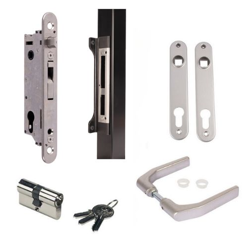 [MK530] Locinox FIFTYLOCK Euro Insert Mortice Lock - Complete Kit - 50x50 Frame, 30mm Backset, Silver - For Swing Gates