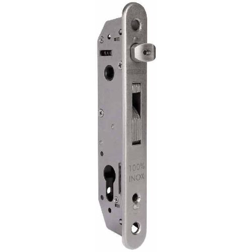[MKLO350] Locinox FIFTYLOCK Euro Insert Mortice Lock - 50x50 Frame, 30mm Backset, Silver - For Swing Gates