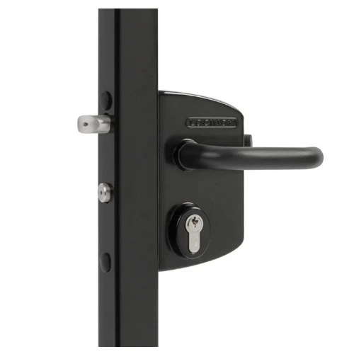 [FK701] Locinox Industrial Swing Gate Lock LAKQ U2 for Flat Bar 10mm in Black -Handle Silver