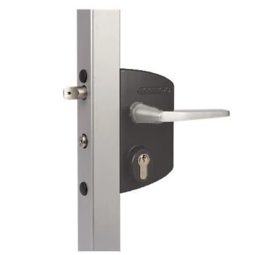 [FK701] Locinox Industrial Swing Gate Lock U2 for Flat Bar 10mm in Black -Lever Handle