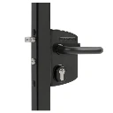 Locinox Industrial Swing Gate Lock LAKQ U2 for Flat Bar 10mm in Black -Handle Silver
