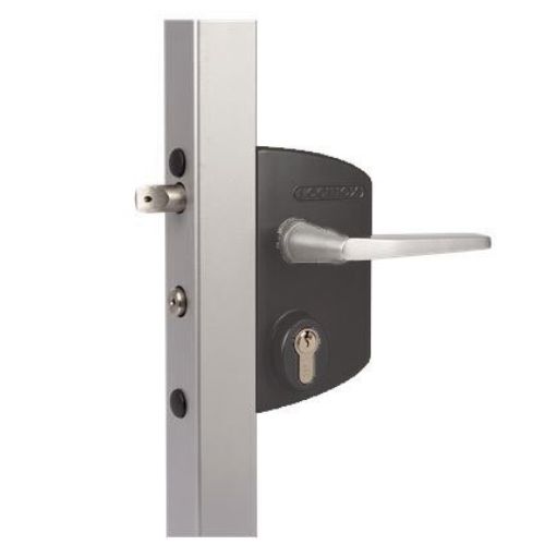 Locinox Industrial Swing Gate Lock LAKQ U2 for Square tube Adjustable 60-80mm in Black - Silver Handle
